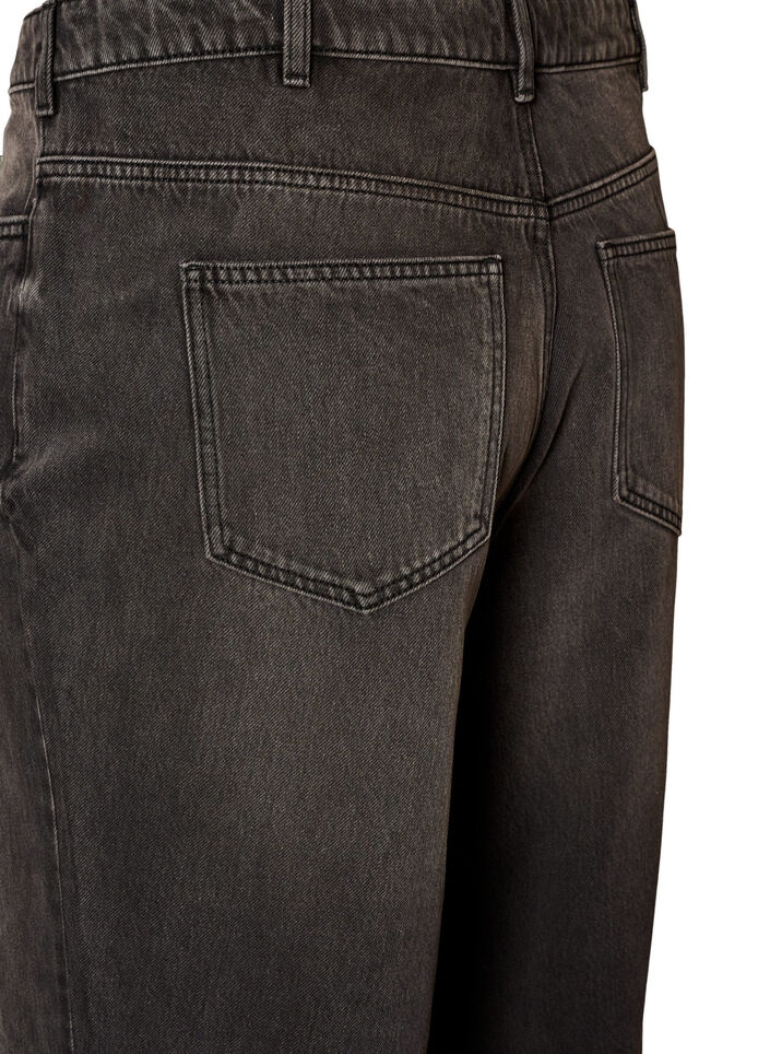 Kiana jeans med straight fit og h&oslash;y midje, Svart, Packshot image number 3