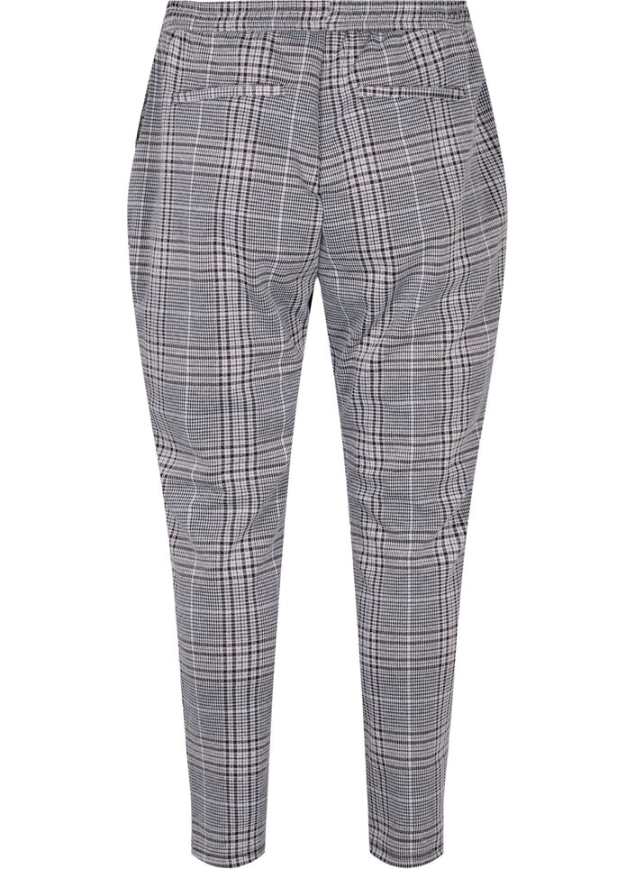 Cropped Maddison bukser med rutete mønster, Black Check, Packshot image number 1