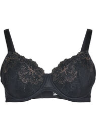 Polstret BH med skinnende brodert detalj, Black
