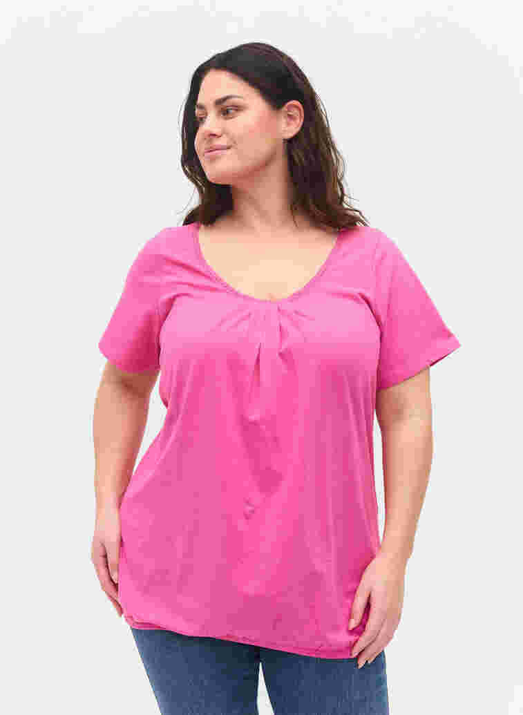 T-skjorte i bomull med korte ermer, Raspberry Rose, Model image number 0