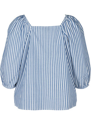 Stripete bomullsbluse med 3/4-ermer, Bijou Blue Stripe, Packshot image number 1