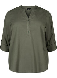 Bomullsbluse med V-hals, Thyme