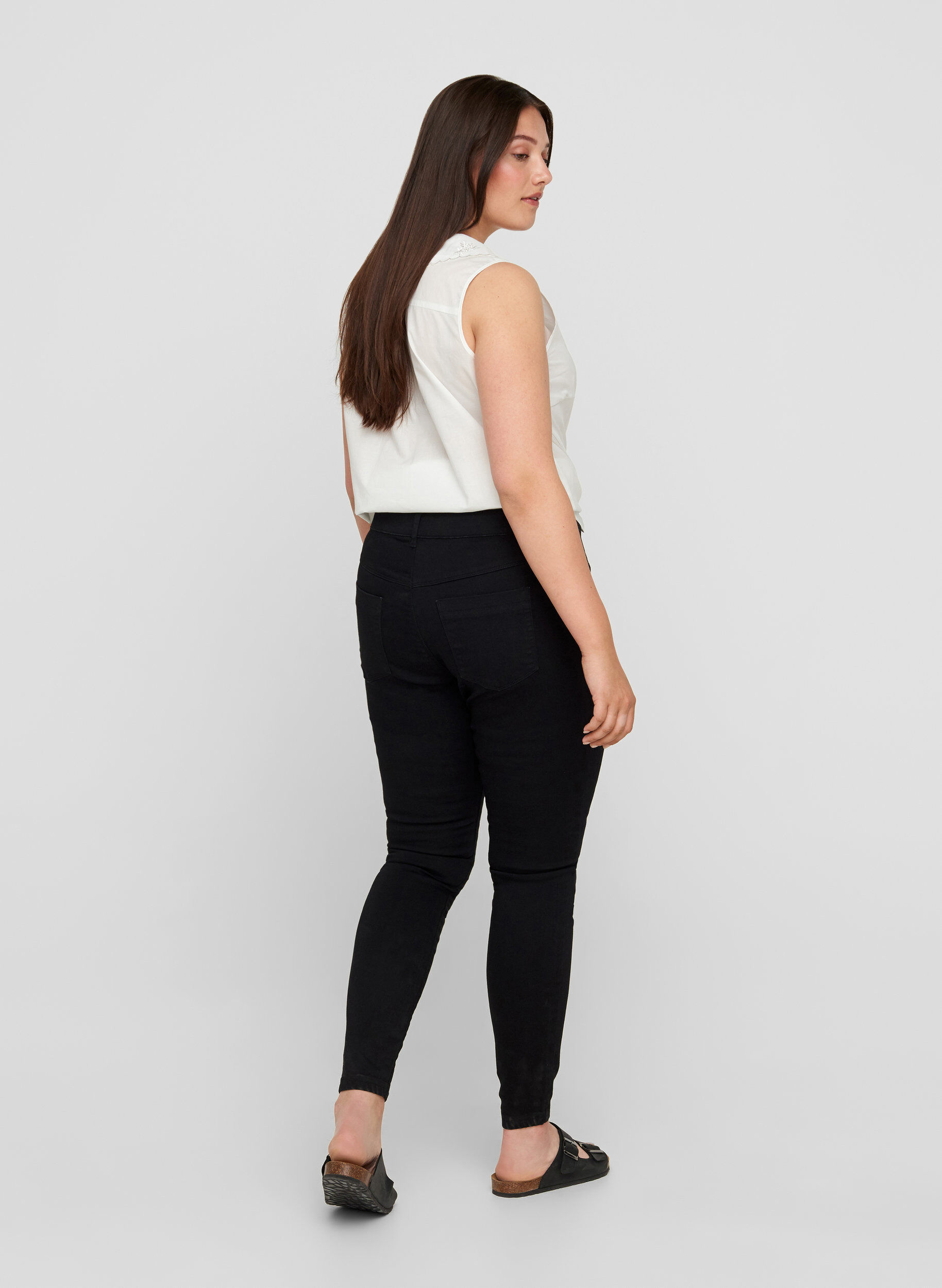 Zizzi Jeggings i bomullsmiks, Black, Model image number 1