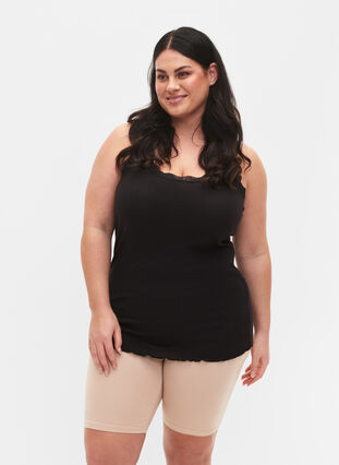 Zizzi Sykkelshorts i viskose, 2 stk., Beige, Model image number 0