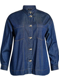 Loose fit denimskjorte med brystlommer, Blå