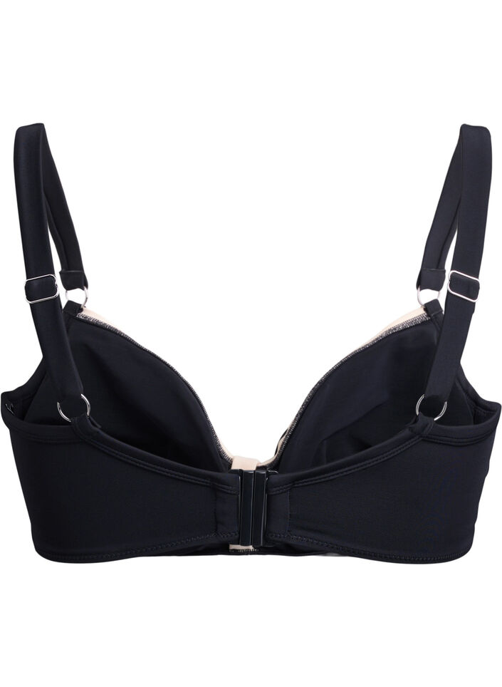 Bikinitopp med rynker og kontrastdetaljer, Black, Packshot