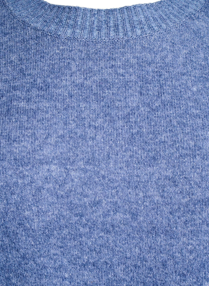 Strikket bluse med knappdetalj, Bl&aring;, Packshot image number 2