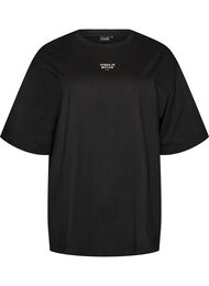 Active T-skjorte med loose fit og brodert statement, Svart