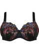 Formet BH med blomsterbroderi, Svart, Packshot image number 0