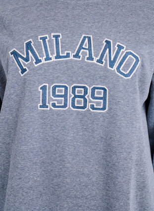 Zizzi Genser med brodert Milan-motiv, Grå, Packshot image number 2