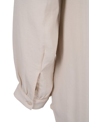 Langermet bluse med V-hals, Warm Off-white, Packshot image number 3