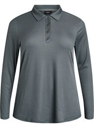 Poloskjorte i myk ribb med lange ermer, Urban Chic