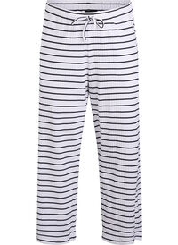 Løse nattbukser med striper, Hvit Løse nattbukser med striper