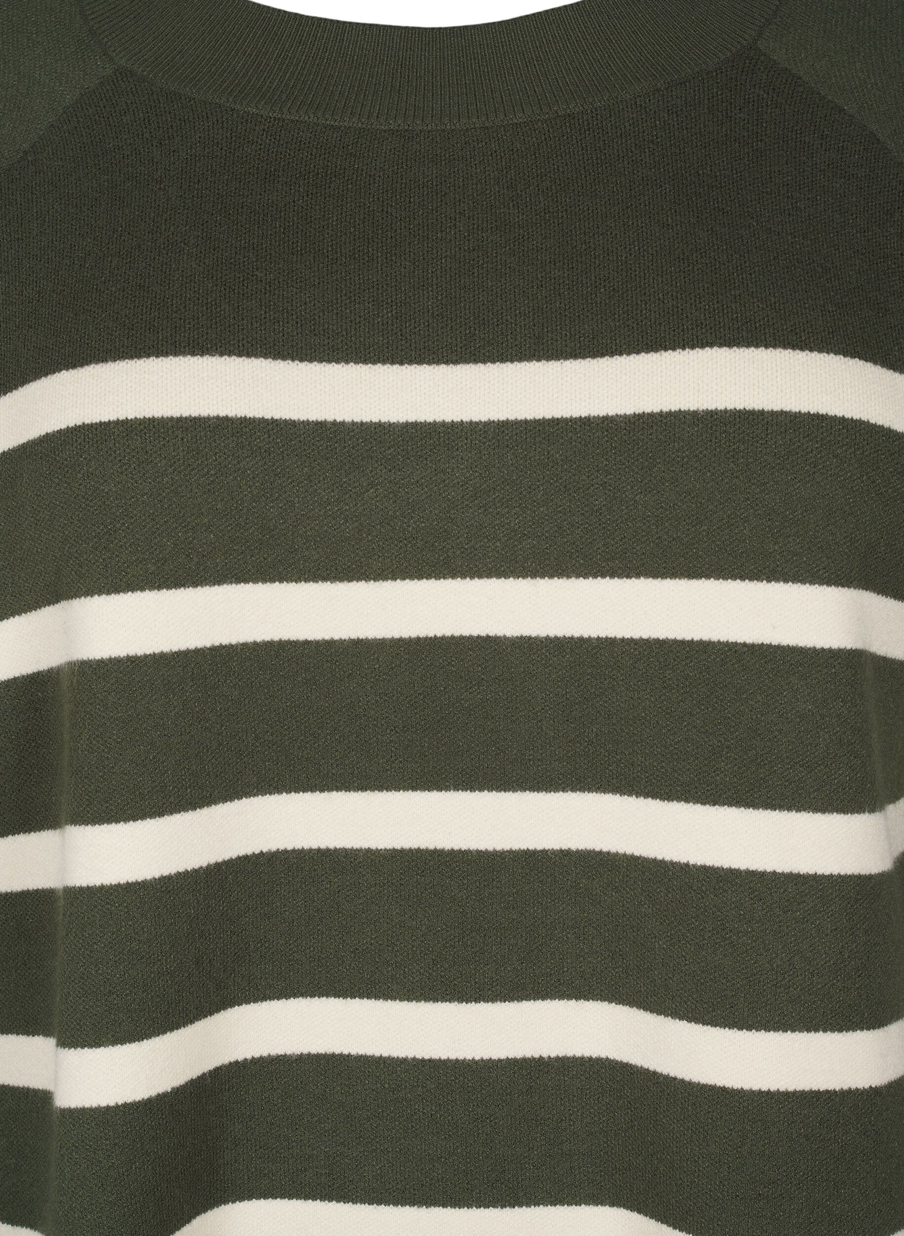 Zizzi Strikket bluse med rund hals og striper, D. Bag Birch Stripe, Packshot image number 2