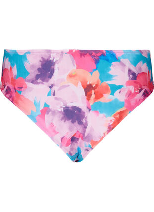 Bikiniunderdel med mønster og høyt liv, Pink Flower, Packshot image number 1