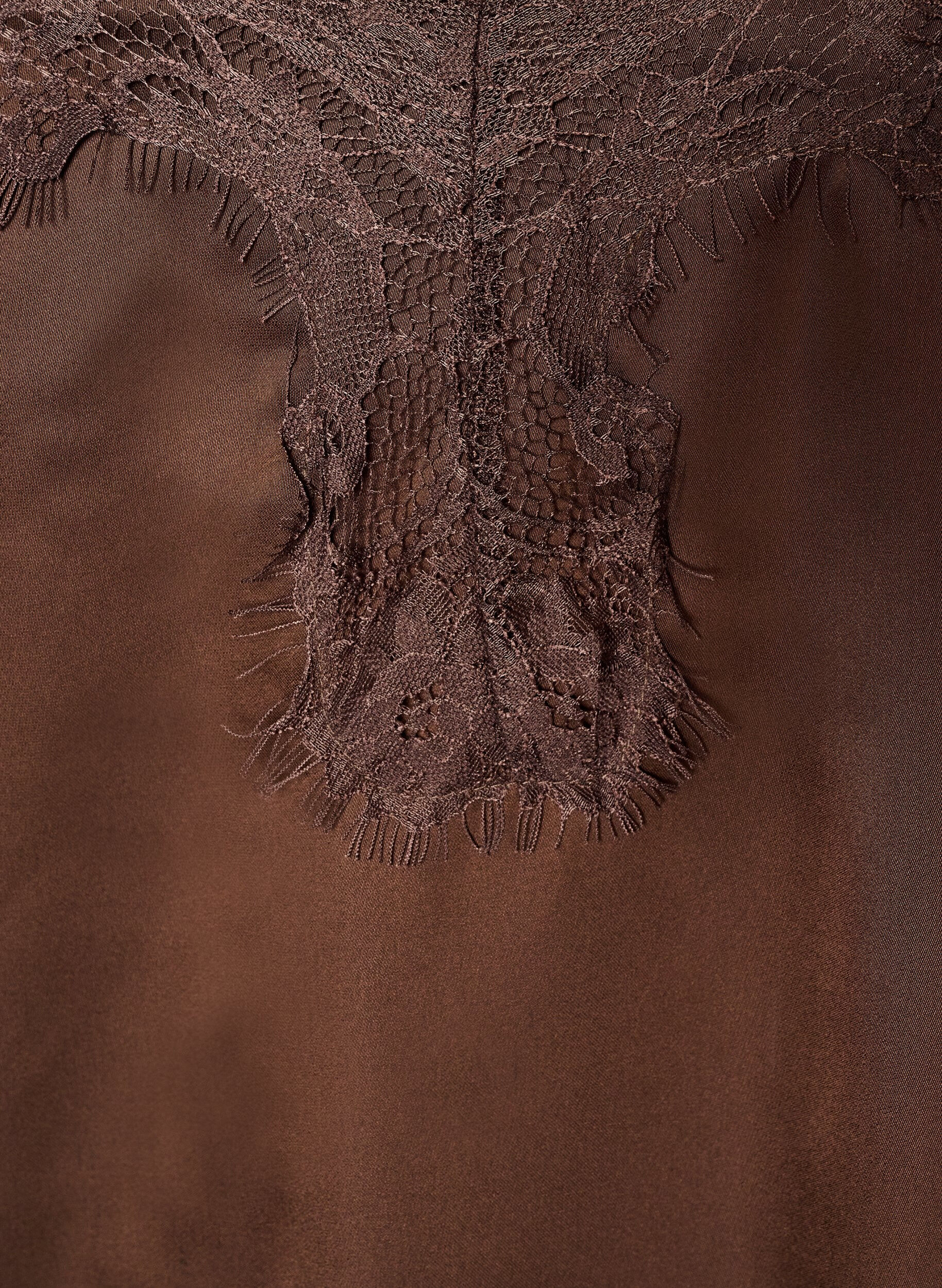 ZizziSatengkjole med blonder og asymmetrisk fold, Brun, Packshot image number 2