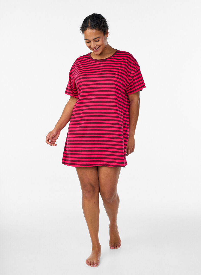 Lang stripet natt-T-skjorte, Rosa, Model image number 1