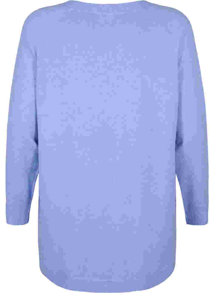 Melert strikkegenser med knappedetaljer, Lavender Lustre, Packshot image number 1