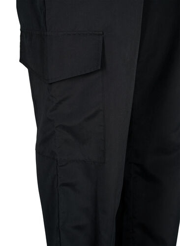 Kort cargobukse med justerbar elastikk, Black, Packshot image number 3