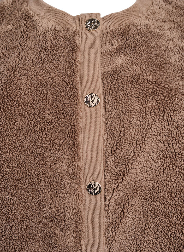 Teddy cardigan med pyntede knapper, Brun, Packshot image number 2