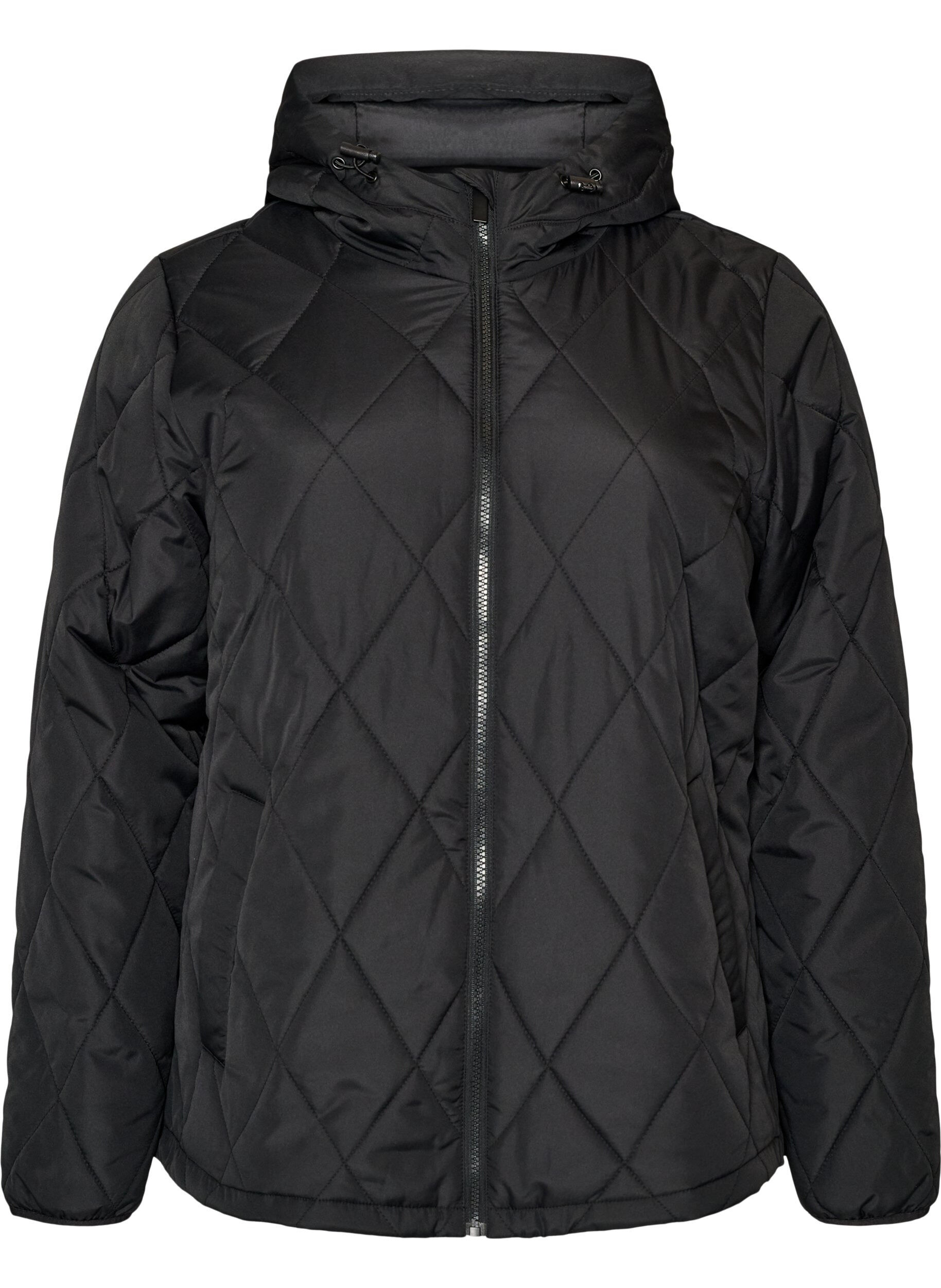 ZizziLett vattert jakke med diamantquilt, Svart, Packshot image number 0