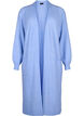 Lang strikket cardigan med lommer, Cornflower Blue Mel., Packshot image number 0