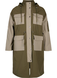 Kontrastfarget jakke med lommer, Dark Olive Comb.