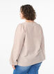 Bluse med v-hals og små ruter, Beige, Model image number 2