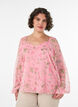Chiffonbluse med blomstertrykk og lange ermer, Rosa, Model image number 0