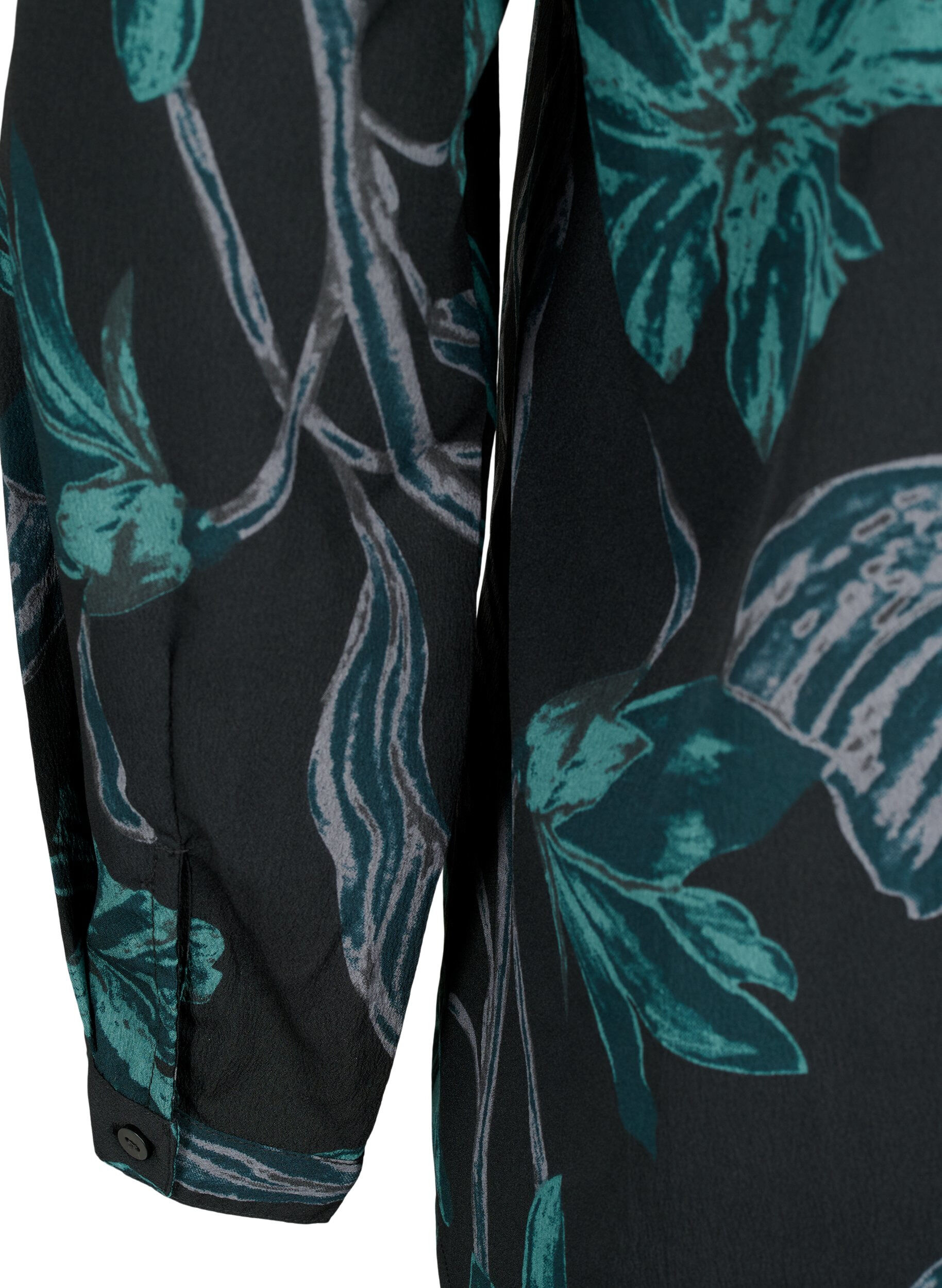 Zizzi FLASH - bluse med lange ermer og trykk, Black Scarab Flower, Packshot image number 3
