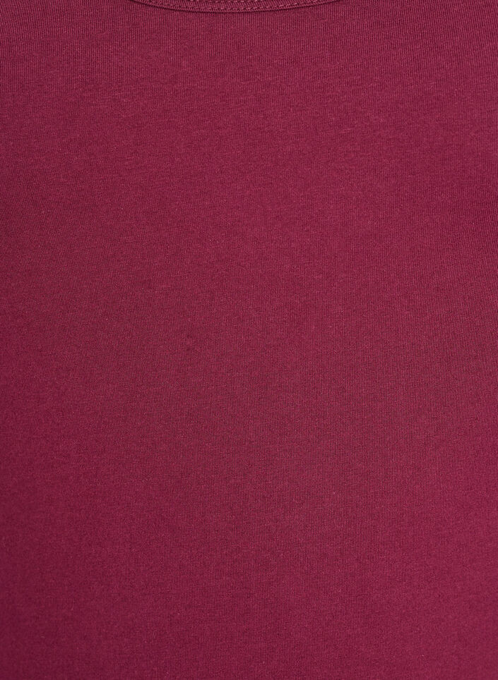 Ensfarget basic topp i bomull, M&oslash;rk Bordeaux, Packshot image number 2