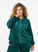 Velour cardigan med glidelås og hette, Grønn, Model image number 0