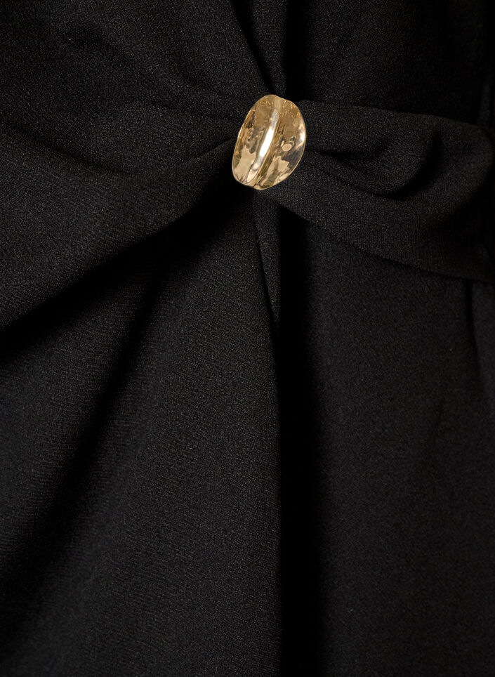 Bluse med asymmetrisk drapering og 3/4-ermer, Svart, Packshot image number 3