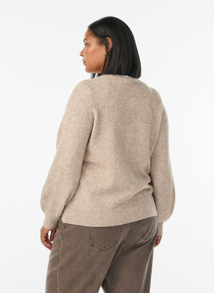 Cardigan med hjerteformede knapper, Beige, Model image number 2