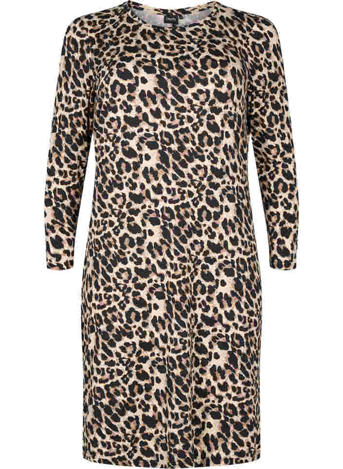 Langermet kjole i leopardmønster, Leo, Packshot image number 0