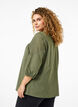 Bluse i bomullsblanding med lin og heklede detaljer, Deep Lichen Green, Model image number 1