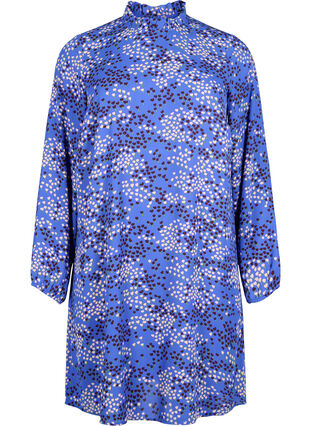 FLASH – Langermet kjole med trykk, Dazzling Blue AOP, Packshot image number 0