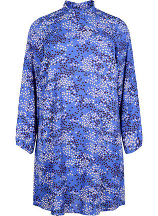 Zizzi FLASH – Langermet kjole med trykk, Dazzling Blue AOP, Packshot image number 0