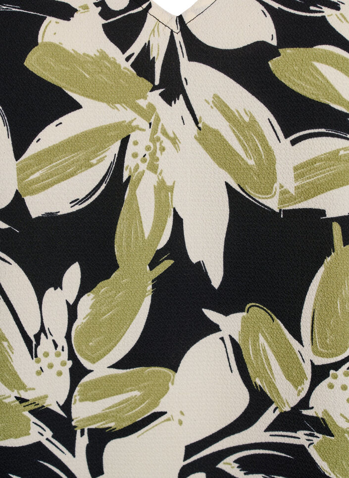 Topp med trykk og V-hals, Svart, Packshot image number 2