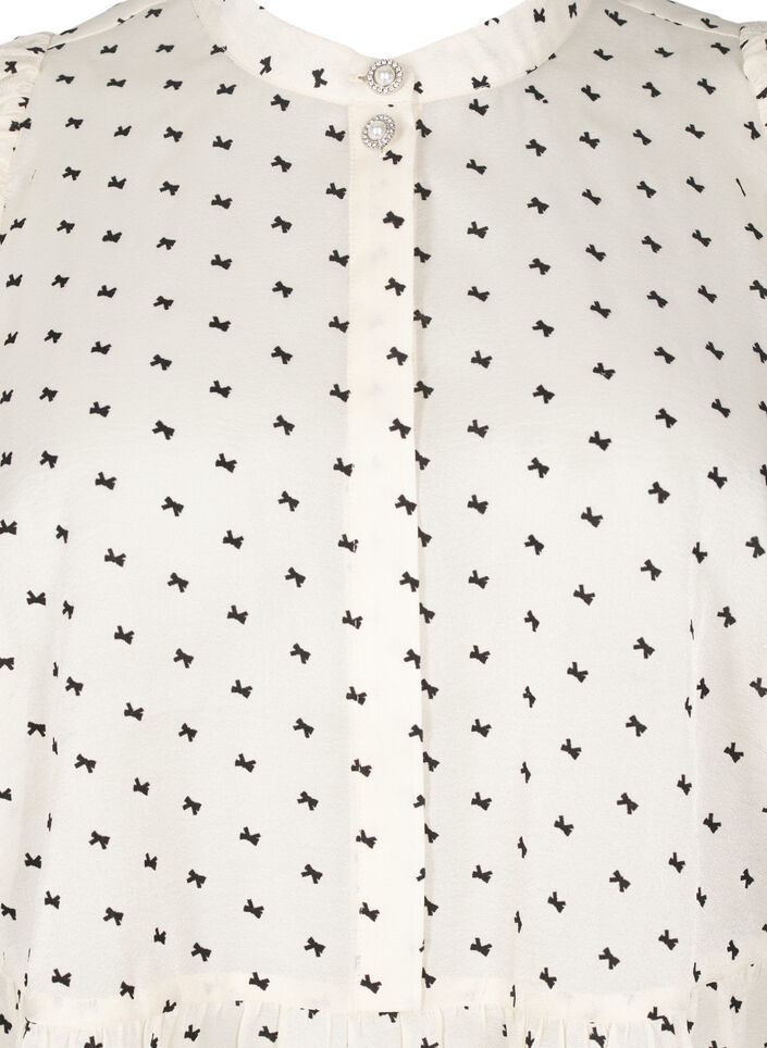 Bluse med peplum og sløyfer, Ecru w Bow, Packshot image number 2