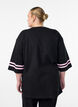 Oversized college T-skjorte med 3/4 ermer, Svart, Model image number 2