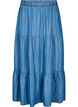 Denim maxiskj&oslash;rt med volanger, Bl&aring;, Packshot image number 0