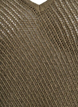 Zizzi FLASH - Ermeløs strikket topp med v-hals, Grønn, Packshot image number 2