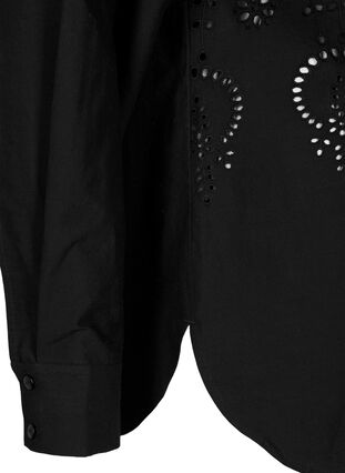 Bomullsskjorte med engelsk broderi, Black, Packshot image number 3