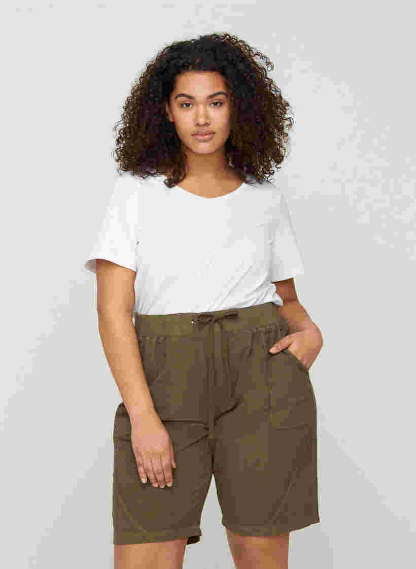 Løse shorts med lommer i bomull, Ivy Green, Model image number 0