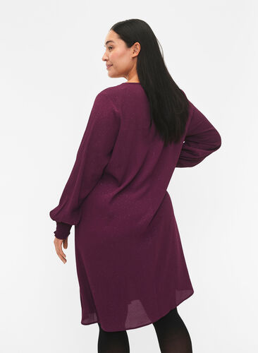 FLASH - langermet kjole med glitter, Purple w. Silver, Model image number 1