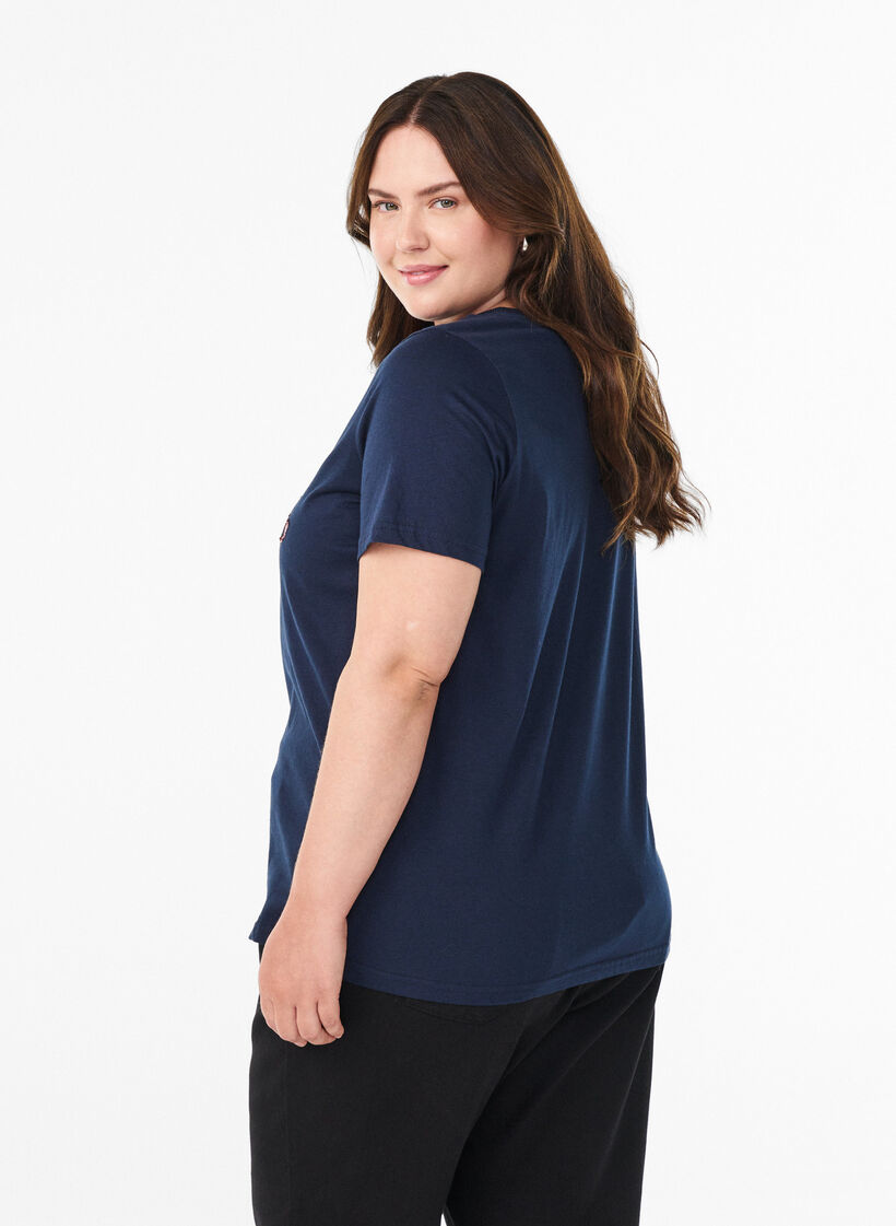 Jule-T-skjorte i &oslash;kologisk bomull, Bl&aring;, Model image number 2