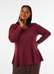Jersey bluse med ribbet tekstur og A-linje passform, R&oslash;d, Model image number 0