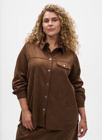 Imitert semsket skjorte, Brun Imitert semsket skjorte, Brun, Model