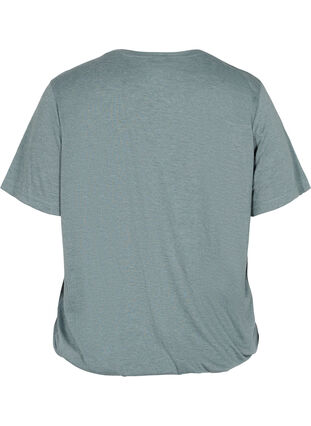 Melert T-skjorte med strikkant, Balsam Green Mél, Packshot image number 1